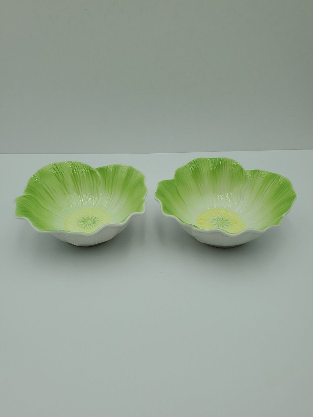 Pier 1 Green Flower Bowls Green Leaves Petals Flower Shaped Bowls